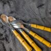 Vintage Faux Bamboo Flatware Set | 20-Piece Stainless Steel Cutlery | Retro 4-Place Setting Set - Image 7