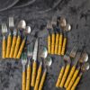 Vintage Faux Bamboo Flatware Set | 20-Piece Stainless Steel Cutlery | Retro 4-Place Setting Set - Image 2