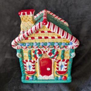 Vintage The Candy House Cookie Jar | Festive Gingerbread Style Canister | Christmas Kitchen Decor | Holiday Baking