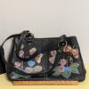 Anna by Anuschka Leather Purse | Hand Painted Butterfly and Floral Bag | 14" Wide | Interior Divider and Pockets | Artistic and Functional - Image 4