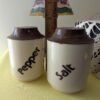 Vintage Brown & Cream Plastic Salt and Pepper Shakers | Bold Font Retro Kitchen Decor | Mid-Century Modern Style | 5.5" Tall Shaker Set - Image 8