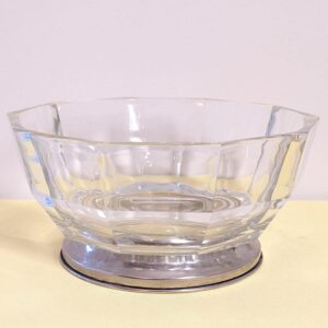 Vintage Italian Crystal Bowl with Silver-Plated Base | Fine Crystal 8.5" Serving Bowl | Elegant Made in Italy Display Bowl or Centerpiece