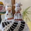 Vintage Cow Salt and Pepper Shakers | Cute Cow Set with Brown Spots and Bows | Farmhouse Salt & Pepper Set | Barnyard Fun - Image 3