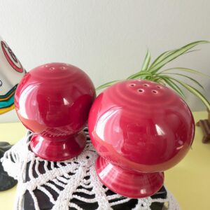 Fiestaware Scarlet Salt & Pepper Shaker Set | Fiesta Red Ball Shakers | Glossy Ceramic Pedestal Tableware | Vintage Homer Laughlin