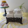 Chris Madden Forêt Salt & Pepper Shaker Set | Ivory Ceramic with Cast Iron Stand | JCPenney Home Collection | Rustic French Kitchen Decor - Image 9