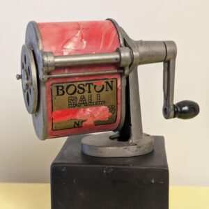 RARE Antique Boston Ball Bearing No. 1 Pencil Sharpener | Cast Metal Desktop Sharpener with Red Marbled Housing | Industrial Office Decor