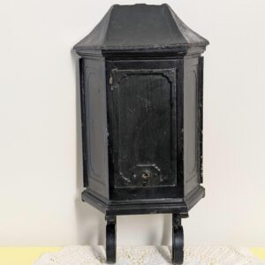 Vintage Tudor Mailtainer Mailbox | Black Metal Wall Mount Mailbox with Hooks | Industrial Farmhouse Decor