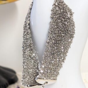 Silver Mesh Statement Bracelet | Sparkling Wide Woven Chain in Bold Italian Style | Glitter Sparkle Silver Mesh Bracelet