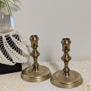 Vintage Heavy Brass Candlestick Holders | Stately 6-Inch Pair for Classic or Eclectic Decor | Antique Home Decor