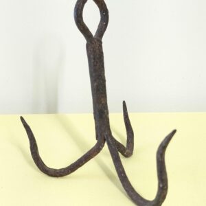Vintage Iron Grappling Hook | Rustic Blacksmith Forged 3-Prong Claw | Primitive Farm Tool or Industrial Decor Statement Piece