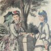 Antique French Fashion Print | La Mode Illustrée Engraving in Ornate Oval Frame | Gilded Victorian Wall Art - Image 2