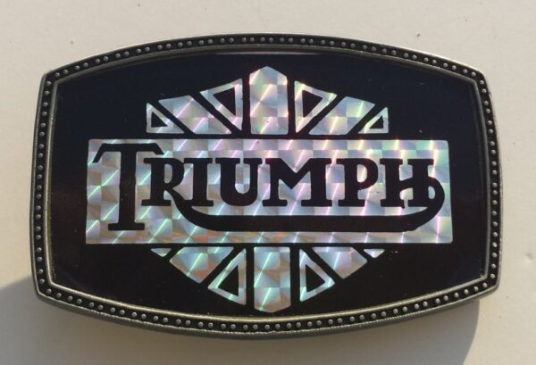 Triumph motorcycles belt buckle -- 70's vintage prismatic belt buckle