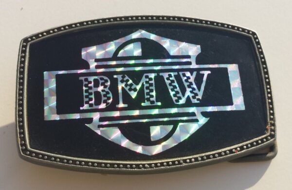 BMW belt buckle -- 70's vintage prismatic belt buckle