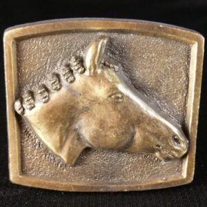 Vintage brass horse head belt buckle
