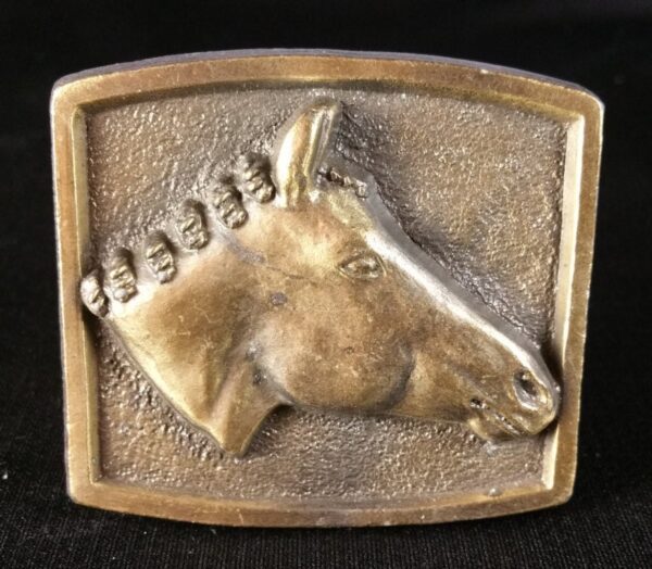 Vintage brass horse head belt buckle