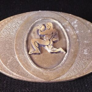 Vintage brass Aquarius astrology sign belt buckle
