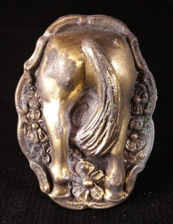 Vintage brass horse's ass belt buckle! Weird & fun!