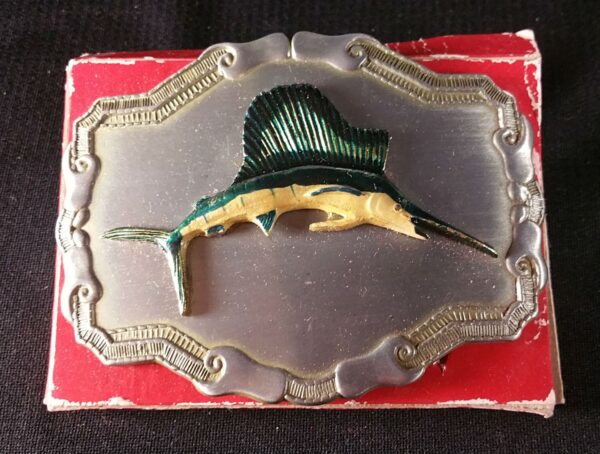 Super 70s vintage swordfish belt buckle!