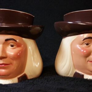 1950s vintage Quaker Oats Pitcher Mugs, Made in the USA by F&F Mold and Die Works, Dayton, Ohio USA