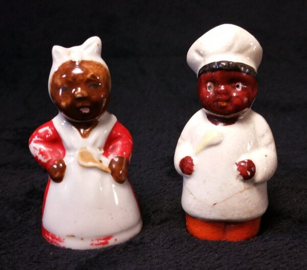 Black Americana Mammy and Chef salt and pepper shakers, Negro collectible