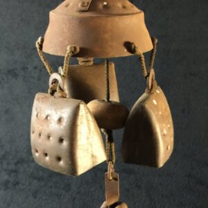 Vintage rustic & rusty windchime, mini cowbells!